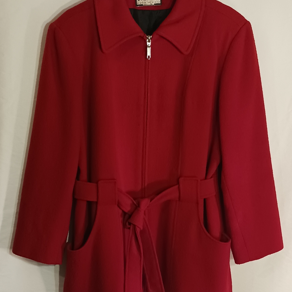 Mario De Pinto Wool BLEND Zip - Up Coat With An Attached Tie Belt